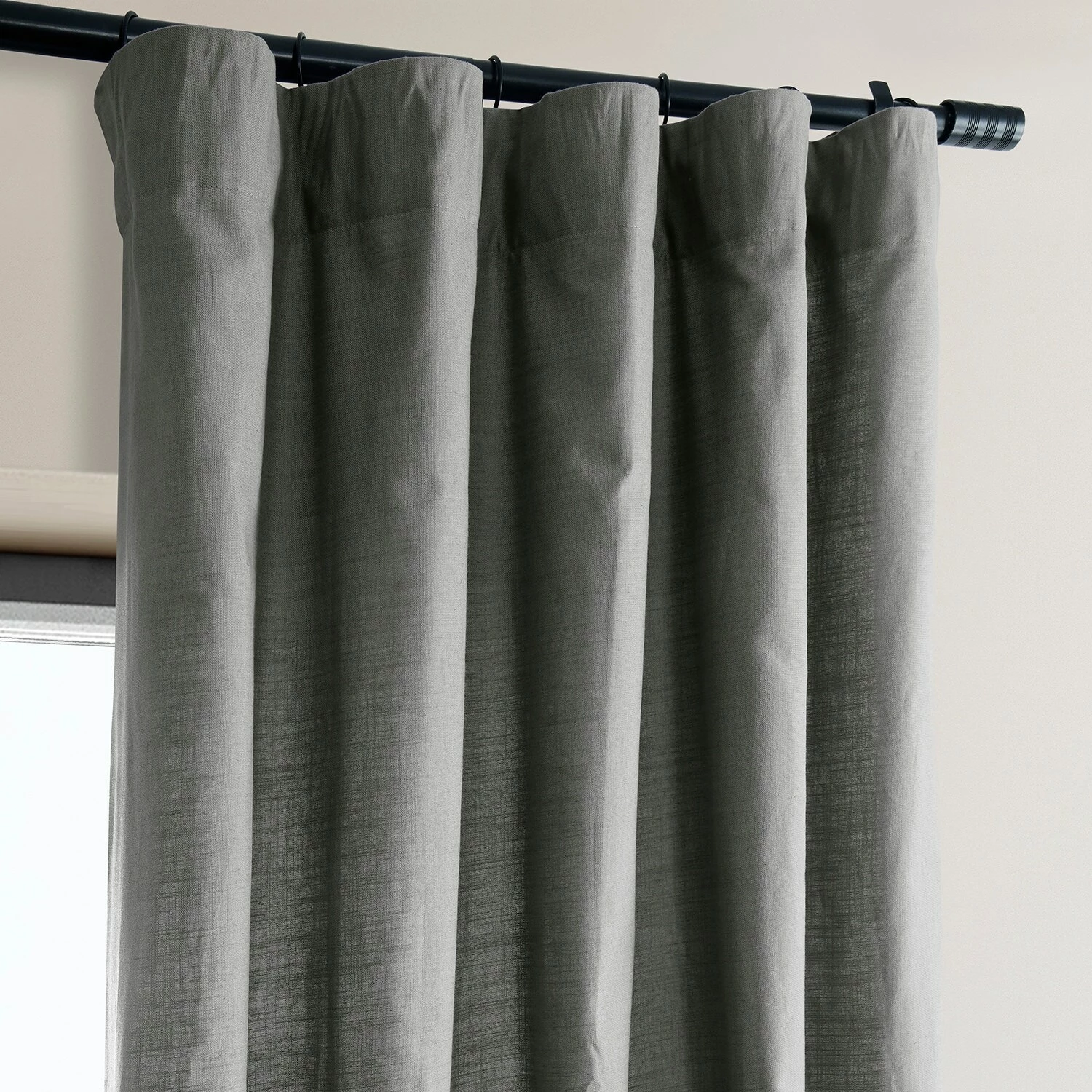 Cheap ❤️ Exclusive Fabrics Dune Textured Solid Cotton Curtain Pair (2 Panels) Dark Teal Green ✨ 7 Cheap ❤️ Exclusive Fabrics Dune Textured Solid Cotton Curtain Pair (2 Panels) Dark Teal Green ✨ - Image 5