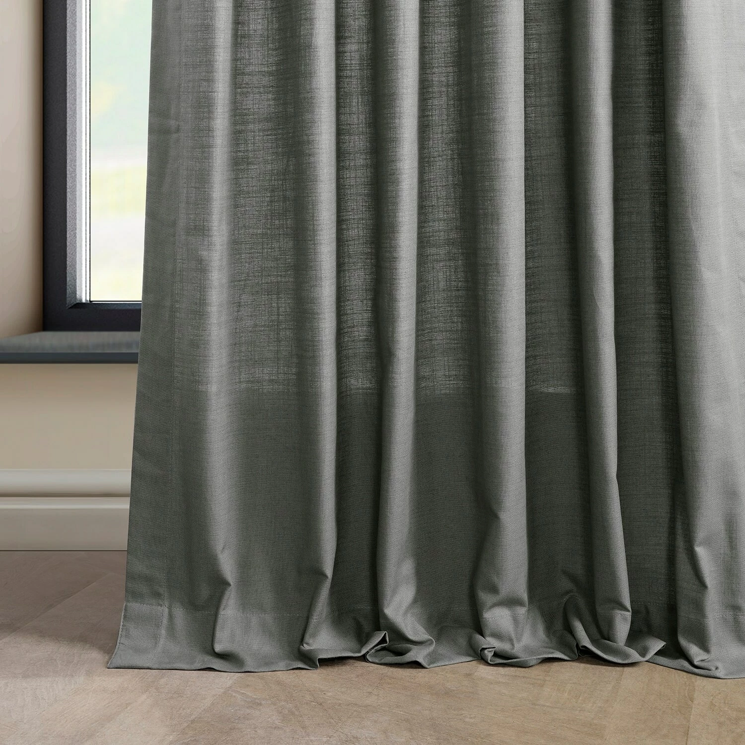 Cheap ❤️ Exclusive Fabrics Dune Textured Solid Cotton Curtain Pair (2 Panels) Dark Teal Green ✨ 10 Cheap ❤️ Exclusive Fabrics Dune Textured Solid Cotton Curtain Pair (2 Panels) Dark Teal Green ✨ - Image 8