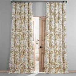 Outlet 💯 Exclusive Fabrics Edina Printed Cotton Hotel Blackout Curtain (1 Panel) Edina Blue ✔️ -Exclusive Fabrics SHOP Exclusive Fabrics Edina Printed Cotton Blackout Curtain Pair 282 Panels29 1