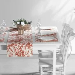 Exclusive Fabrics SHOP -Exclusive Fabrics SHOP Exclusive Fabrics Edina Printed Cotton Table Runner 26 Placemats 1