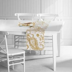 Outlet ⌛ Exclusive Fabrics Edina Printed Cotton Table Runner & Placemats Edina Yellow 🔔 -Exclusive Fabrics SHOP Exclusive Fabrics Edina Printed Cotton Table Runner 26 Placemats 7