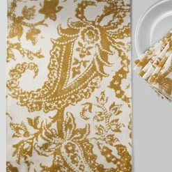 Outlet ⌛ Exclusive Fabrics Edina Printed Cotton Table Runner & Placemats Edina Yellow 🔔 -Exclusive Fabrics SHOP Exclusive Fabrics Edina Printed Cotton Table Runner 26 Placemats 9