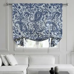 Cheap ✨ Exclusive Fabrics Edina Printed Cotton Tie-Up Window Shade - 46 X 63 Edina Blue 🤩 -Exclusive Fabrics SHOP Exclusive Fabrics Edina Printed Cotton Tie Up Window Shade 4