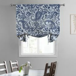 Cheap ✨ Exclusive Fabrics Edina Printed Cotton Tie-Up Window Shade - 46 X 63 Edina Blue 🤩 -Exclusive Fabrics SHOP Exclusive Fabrics Edina Printed Cotton Tie Up Window Shade 5