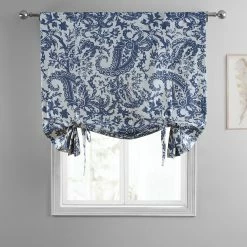 Cheap ✨ Exclusive Fabrics Edina Printed Cotton Tie-Up Window Shade - 46 X 63 Edina Blue 🤩 -Exclusive Fabrics SHOP Exclusive Fabrics Edina Printed Cotton Tie Up Window Shade 6