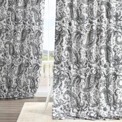 Coupon 😉 Exclusive Fabrics Edina Washed Printed Cotton Curtain Panel Edina Washed Grey 🎁 -Exclusive Fabrics SHOP Exclusive Fabrics Edina Washed Printed Cotton Single Curtain Panel 3