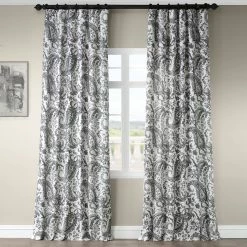 Coupon 😉 Exclusive Fabrics Edina Washed Printed Cotton Curtain Panel Edina Washed Grey 🎁 -Exclusive Fabrics SHOP Exclusive Fabrics Edina Washed Printed Cotton Single Curtain Panel 8