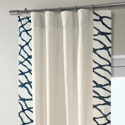 Deals 🧨 Exclusive Fabrics Ellis Solid Cotton Bordered Curtain (1 Panel) Ellis Blue 👏 -Exclusive Fabrics SHOP Exclusive Fabrics Ellis Solid Cotton Bordered Curtain 281 Panel29 3