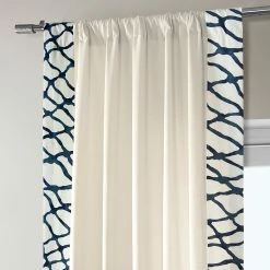 Deals 🧨 Exclusive Fabrics Ellis Solid Cotton Bordered Curtain (1 Panel) Ellis Blue 👏 -Exclusive Fabrics SHOP Exclusive Fabrics Ellis Solid Cotton Bordered Curtain 281 Panel29 4