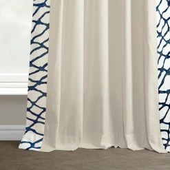 Deals 🧨 Exclusive Fabrics Ellis Solid Cotton Bordered Curtain (1 Panel) Ellis Blue 👏 -Exclusive Fabrics SHOP Exclusive Fabrics Ellis Solid Cotton Bordered Curtain 281 Panel29 6