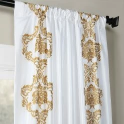 Cheapest 🌟 Exclusive Fabrics Embroidered Faux Silk Taffeta Curtain (1 Panel) Anastasia Gold 😀 -Exclusive Fabrics SHOP Exclusive Fabrics Embroidered Faux Silk Taffeta Curtain Panel 051e8268 4df7 48f3 8f8c 3b8035aff826