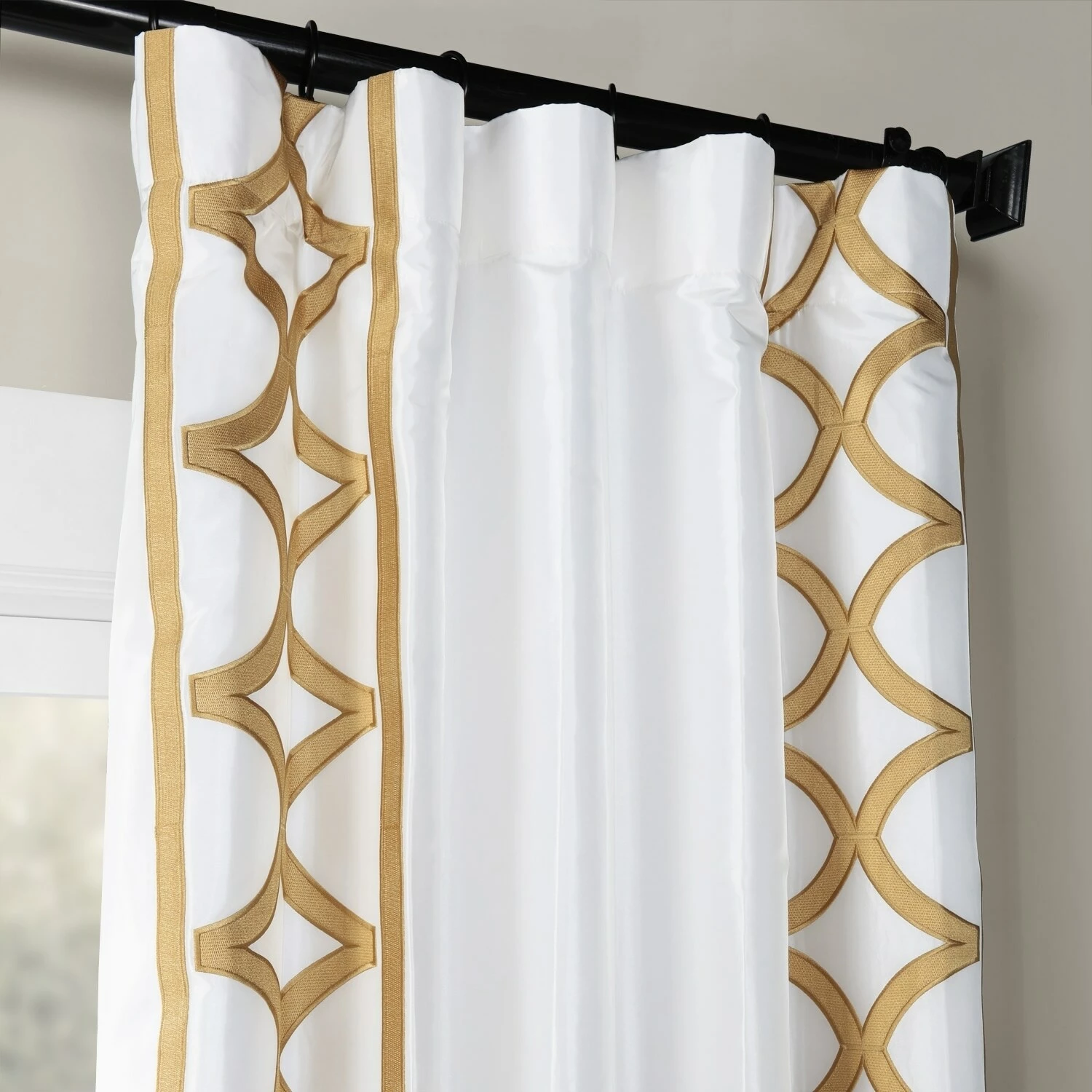Discount โจ Exclusive Fabrics Embroidered Faux Silk Taffeta Curtain (1 Panel) Espalier Off White ๐ 4 Discount โจ Exclusive Fabrics Embroidered Faux Silk Taffeta Curtain (1 Panel) Espalier Off White ๐ - Image 2