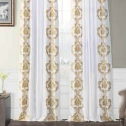 Cheapest 🌟 Exclusive Fabrics Embroidered Faux Silk Taffeta Curtain (1 Panel) Anastasia Gold 😀 -Exclusive Fabrics SHOP Exclusive Fabrics Embroidered Faux Silk Taffeta Curtain Panel 60db338a e5ea 4cfd aa1f e7f3487325d1
