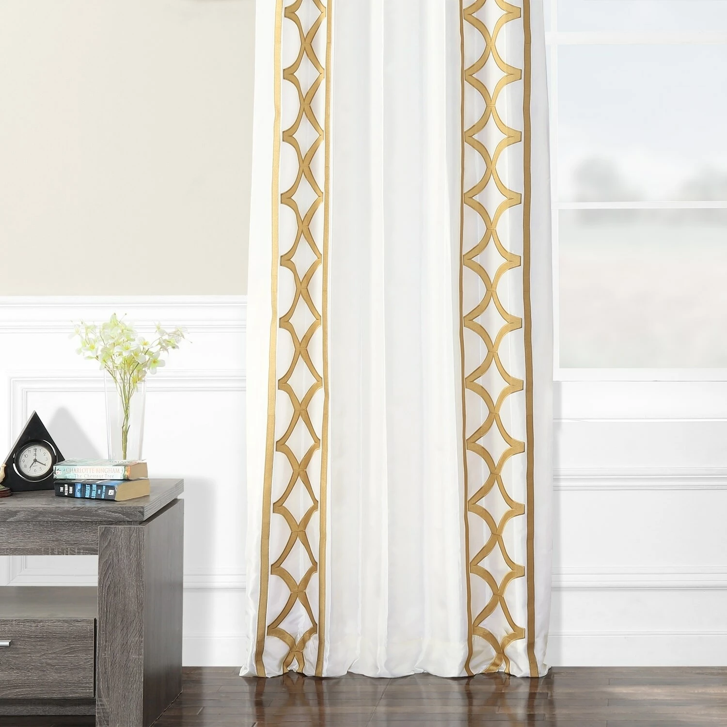 Discount โจ Exclusive Fabrics Embroidered Faux Silk Taffeta Curtain (1 Panel) Espalier Off White ๐ 6 Discount โจ Exclusive Fabrics Embroidered Faux Silk Taffeta Curtain (1 Panel) Espalier Off White ๐ - Image 4