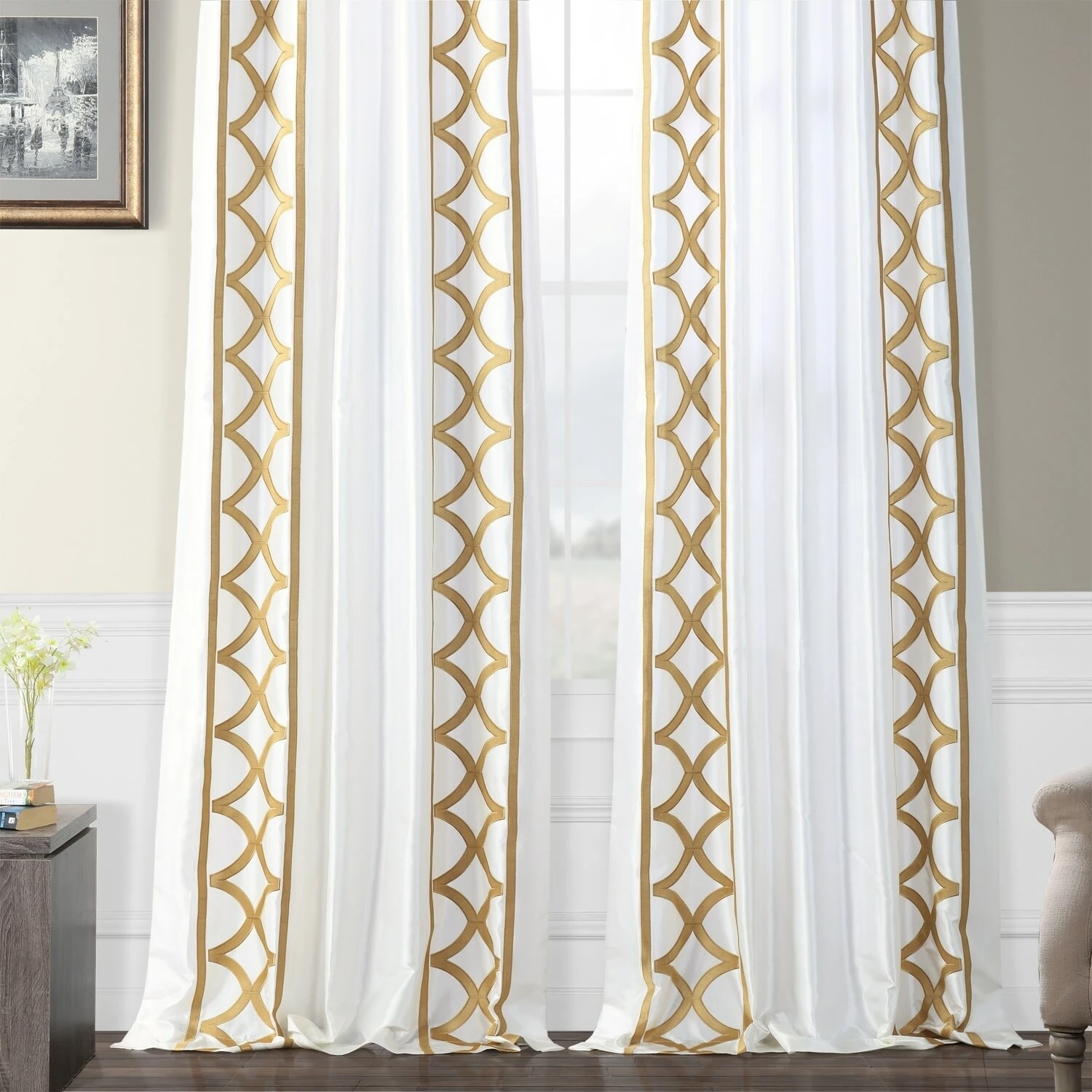 Discount โจ Exclusive Fabrics Embroidered Faux Silk Taffeta Curtain (1 Panel) Espalier Off White ๐ 7 Discount โจ Exclusive Fabrics Embroidered Faux Silk Taffeta Curtain (1 Panel) Espalier Off White ๐ - Image 5