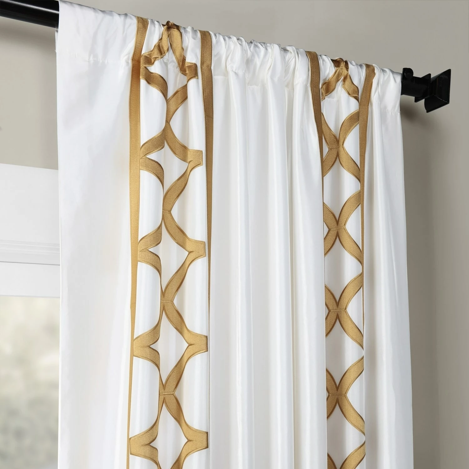Discount โจ Exclusive Fabrics Embroidered Faux Silk Taffeta Curtain (1 Panel) Espalier Off White ๐ 5 Discount โจ Exclusive Fabrics Embroidered Faux Silk Taffeta Curtain (1 Panel) Espalier Off White ๐ - Image 3
