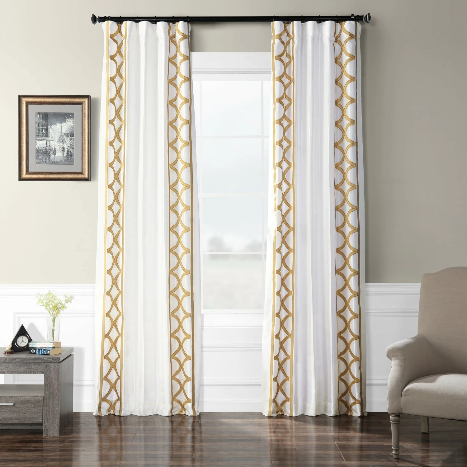 Discount โจ Exclusive Fabrics Embroidered Faux Silk Taffeta Curtain (1 Panel) Espalier Off White ๐ 3 Discount โจ Exclusive Fabrics Embroidered Faux Silk Taffeta Curtain (1 Panel) Espalier Off White ๐