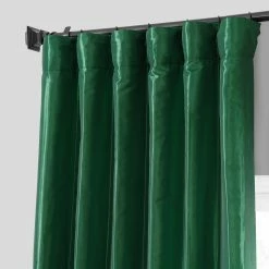 Discount ⌛ Exclusive Fabrics Emerald Green Faux Silk Taffeta Curtain (1 Panel) 😉 -Exclusive Fabrics SHOP Exclusive Fabrics Emerald Green Faux Silk Taffeta Curtain Panel 2