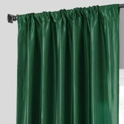 Discount ⌛ Exclusive Fabrics Emerald Green Faux Silk Taffeta Curtain (1 Panel) 😉 -Exclusive Fabrics SHOP Exclusive Fabrics Emerald Green Faux Silk Taffeta Curtain Panel 3