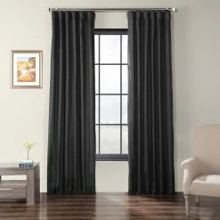 Cheapest 🎁 Exclusive Fabrics Faux Dupioni Shantung Silk Curtain (1 Panel) Papillon Black 😀 -Exclusive Fabrics SHOP Exclusive Fabrics Faux Dupioni Shantung Silk Curtain 68d5ae6e a1d1 4b44 8fa5 1b35f1cd343d