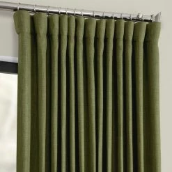 Outlet 🎉 Exclusive Fabrics Faux Linen Extra Wide Room Darkening Curtain Panel Birch 🧨 -Exclusive Fabrics SHOP Exclusive Fabrics Faux Linen Extra Wide Blackout Curtain 1