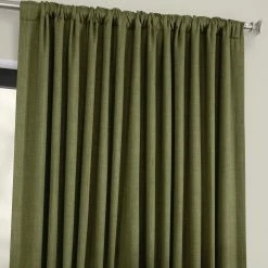 Outlet 🎉 Exclusive Fabrics Faux Linen Extra Wide Room Darkening Curtain Panel Birch 🧨 -Exclusive Fabrics SHOP Exclusive Fabrics Faux Linen Extra Wide Blackout Curtain 2