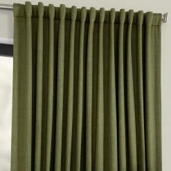 Outlet 🎉 Exclusive Fabrics Faux Linen Extra Wide Room Darkening Curtain Panel Birch 🧨 -Exclusive Fabrics SHOP Exclusive Fabrics Faux Linen Extra Wide Room Darkening Curtain Panel 1