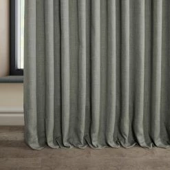 Outlet 🎉 Exclusive Fabrics Faux Linen Extra Wide Room Darkening Curtain Panel Birch 🧨 -Exclusive Fabrics SHOP Exclusive Fabrics Faux Linen Extra Wide Room Darkening Curtain Panel 10