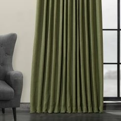 Outlet 🎉 Exclusive Fabrics Faux Linen Extra Wide Room Darkening Curtain Panel Birch 🧨 -Exclusive Fabrics SHOP Exclusive Fabrics Faux Linen Extra Wide Room Darkening Curtain Panel 2
