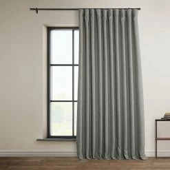 Outlet 🎉 Exclusive Fabrics Faux Linen Extra Wide Room Darkening Curtain Panel Birch 🧨 -Exclusive Fabrics SHOP Exclusive Fabrics Faux Linen Extra Wide Room Darkening Curtain Panel 5
