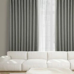 Outlet 🎉 Exclusive Fabrics Faux Linen Extra Wide Room Darkening Curtain Panel Birch 🧨 -Exclusive Fabrics SHOP Exclusive Fabrics Faux Linen Extra Wide Room Darkening Curtain Panel 6
