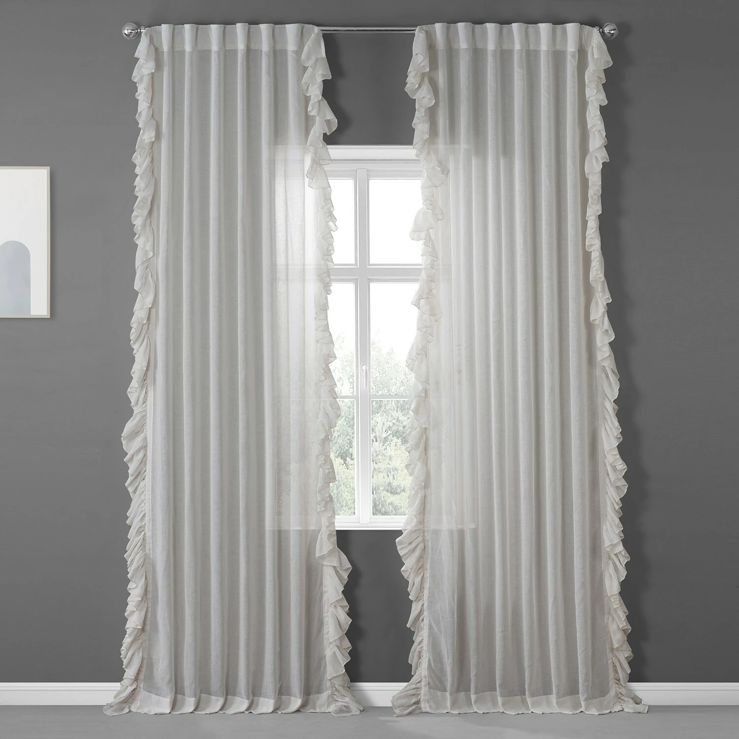 Discount 🥰 Exclusive Fabrics Faux Linen Ruffle Sheer Curtain (1 Panel) Nickel 👍 4 Discount 🥰 Exclusive Fabrics Faux Linen Ruffle Sheer Curtain (1 Panel) Nickel 👍 - Image 2