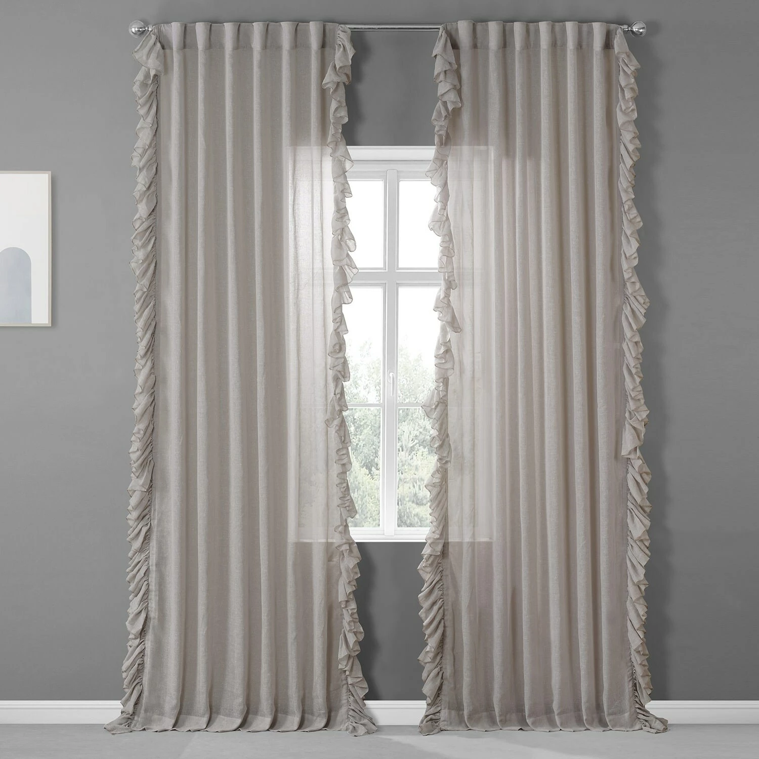 Discount 🥰 Exclusive Fabrics Faux Linen Ruffle Sheer Curtain (1 Panel) Nickel 👍 5 Discount 🥰 Exclusive Fabrics Faux Linen Ruffle Sheer Curtain (1 Panel) Nickel 👍 - Image 3