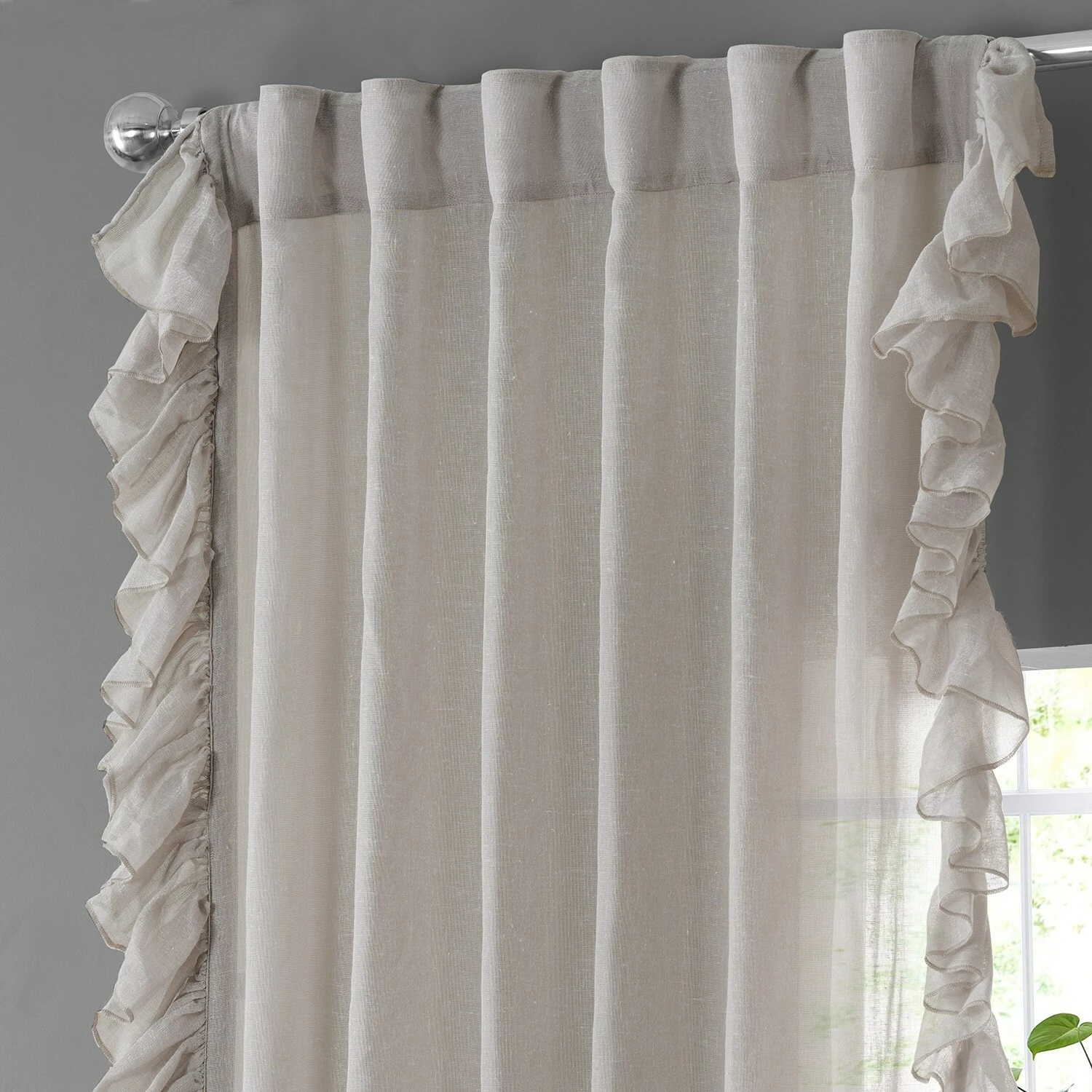 Discount 🥰 Exclusive Fabrics Faux Linen Ruffle Sheer Curtain (1 Panel) Nickel 👍 10 Discount 🥰 Exclusive Fabrics Faux Linen Ruffle Sheer Curtain (1 Panel) Nickel 👍 - Image 8