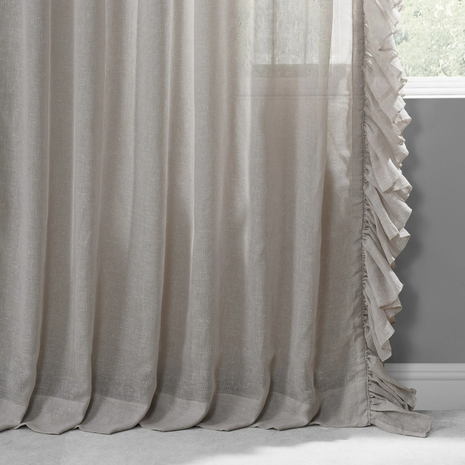 Discount 🥰 Exclusive Fabrics Faux Linen Ruffle Sheer Curtain (1 Panel) Nickel 👍 11 Discount 🥰 Exclusive Fabrics Faux Linen Ruffle Sheer Curtain (1 Panel) Nickel 👍 - Image 9