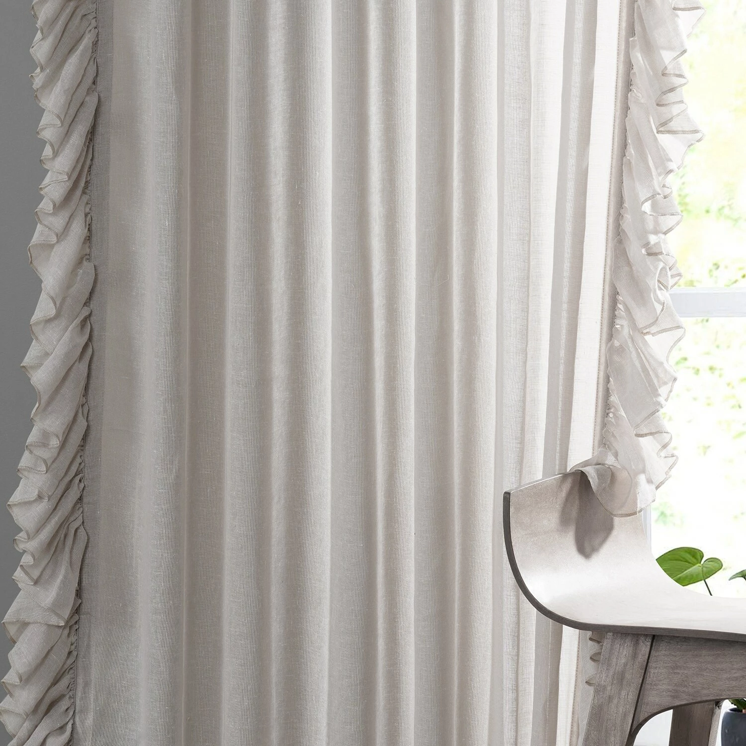 Discount 🥰 Exclusive Fabrics Faux Linen Ruffle Sheer Curtain (1 Panel) Nickel 👍 12 Discount 🥰 Exclusive Fabrics Faux Linen Ruffle Sheer Curtain (1 Panel) Nickel 👍 - Image 10