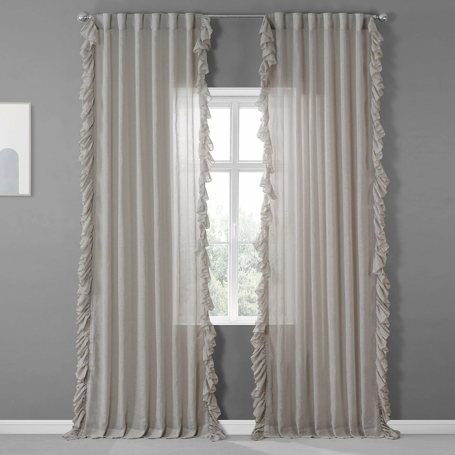 Discount 🥰 Exclusive Fabrics Faux Linen Ruffle Sheer Curtain (1 Panel) Nickel 👍 8 Discount 🥰 Exclusive Fabrics Faux Linen Ruffle Sheer Curtain (1 Panel) Nickel 👍 - Image 6