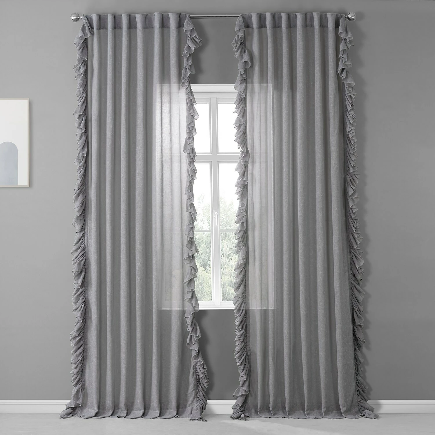 Discount 🥰 Exclusive Fabrics Faux Linen Ruffle Sheer Curtain (1 Panel) Nickel 👍 6 Discount 🥰 Exclusive Fabrics Faux Linen Ruffle Sheer Curtain (1 Panel) Nickel 👍 - Image 4