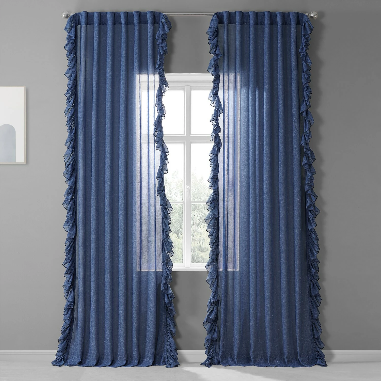 Discount 🥰 Exclusive Fabrics Faux Linen Ruffle Sheer Curtain (1 Panel) Nickel 👍 7 Discount 🥰 Exclusive Fabrics Faux Linen Ruffle Sheer Curtain (1 Panel) Nickel 👍 - Image 5