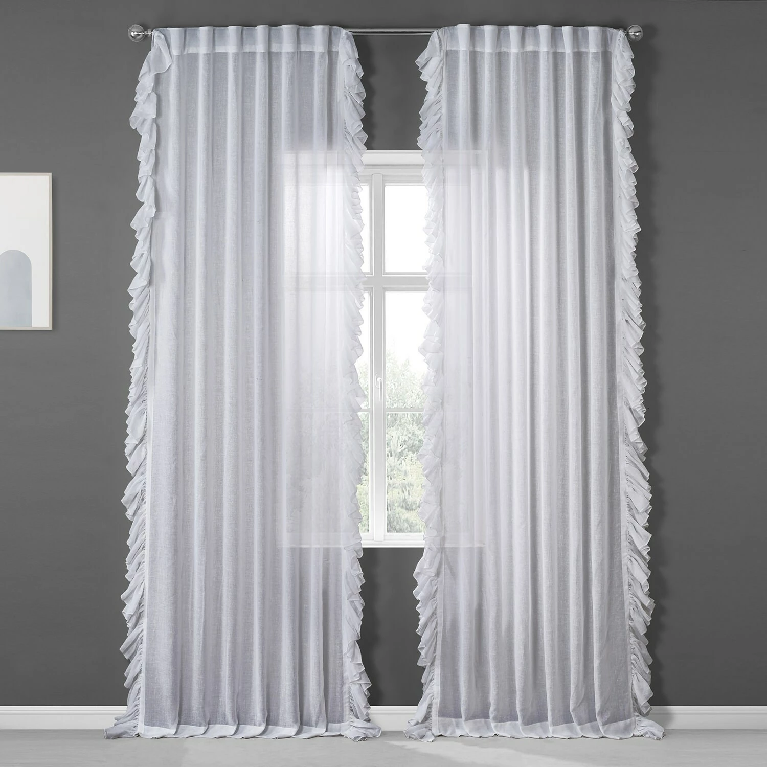 Discount 🥰 Exclusive Fabrics Faux Linen Ruffle Sheer Curtain (1 Panel) Nickel 👍 3 Discount 🥰 Exclusive Fabrics Faux Linen Ruffle Sheer Curtain (1 Panel) Nickel 👍