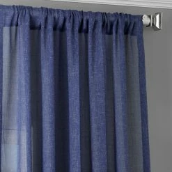 Best Pirce 👍 Exclusive Fabrics Faux Linen Sheer Curtain (1 Panel) Blue Lapis 🌟 -Exclusive Fabrics SHOP Exclusive Fabrics Faux Linen Sheer Curtain Panel 2