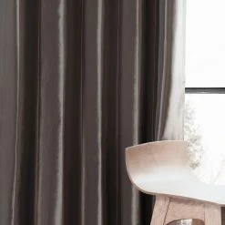 Brand new 🌟 Exclusive Fabrics Ex. Fabrics Faux Silk Taffeta 108-inch Blkout Curtain (1 Panel) Mushroom 🎉 -Exclusive Fabrics SHOP Exclusive Fabrics Faux Silk Taffeta 108 inch Blackout Curtain Panel 7