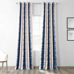 Best reviews of ✔️ Exclusive Fabrics Flambe Striped Pattern Room Darkening Curtain Panel Pair (2 Panels) Flambe Blue 🎁