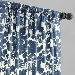 Deals 🤩 Exclusive Fabrics Fleur Cotton Printed Single Curtain Panel (1 Panel) Fleur Blue ⭐ -Exclusive Fabrics SHOP Exclusive Fabrics Fleur Blue Cotton Printed Single Curtain Panel 3