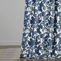 Deals 🤩 Exclusive Fabrics Fleur Cotton Printed Single Curtain Panel (1 Panel) Fleur Blue ⭐ -Exclusive Fabrics SHOP Exclusive Fabrics Fleur Blue Cotton Printed Single Curtain Panel 6