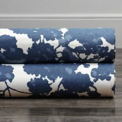 Deals 🤩 Exclusive Fabrics Fleur Cotton Printed Single Curtain Panel (1 Panel) Fleur Blue ⭐ -Exclusive Fabrics SHOP Exclusive Fabrics Fleur Blue Cotton Printed Single Curtain Panel 7