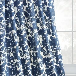 Deals 🤩 Exclusive Fabrics Fleur Cotton Printed Single Curtain Panel (1 Panel) Fleur Blue ⭐ -Exclusive Fabrics SHOP Exclusive Fabrics Fleur Blue Cotton Printed Single Curtain Panel 8