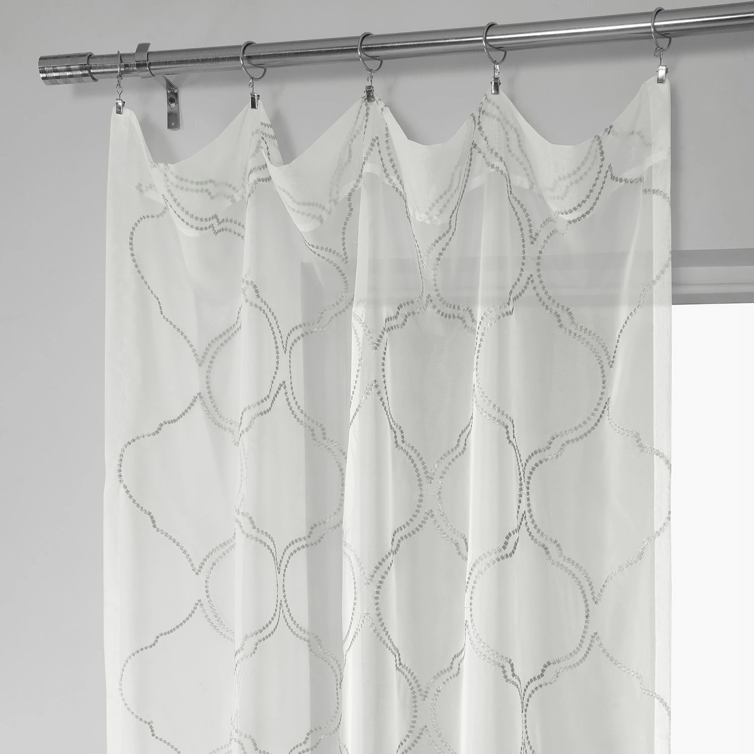 Wholesale 🛒 Exclusive Fabrics Florentina Silver Embroidered Sheer Curtain (1 Panel) 😉 5 Wholesale 🛒 Exclusive Fabrics Florentina Silver Embroidered Sheer Curtain (1 Panel) 😉 - Image 3