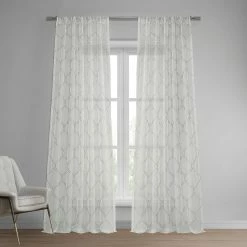 Wholesale ๐ Exclusive Fabrics Florentina Silver Embroidered Sheer Curtain (1 Panel) ๐