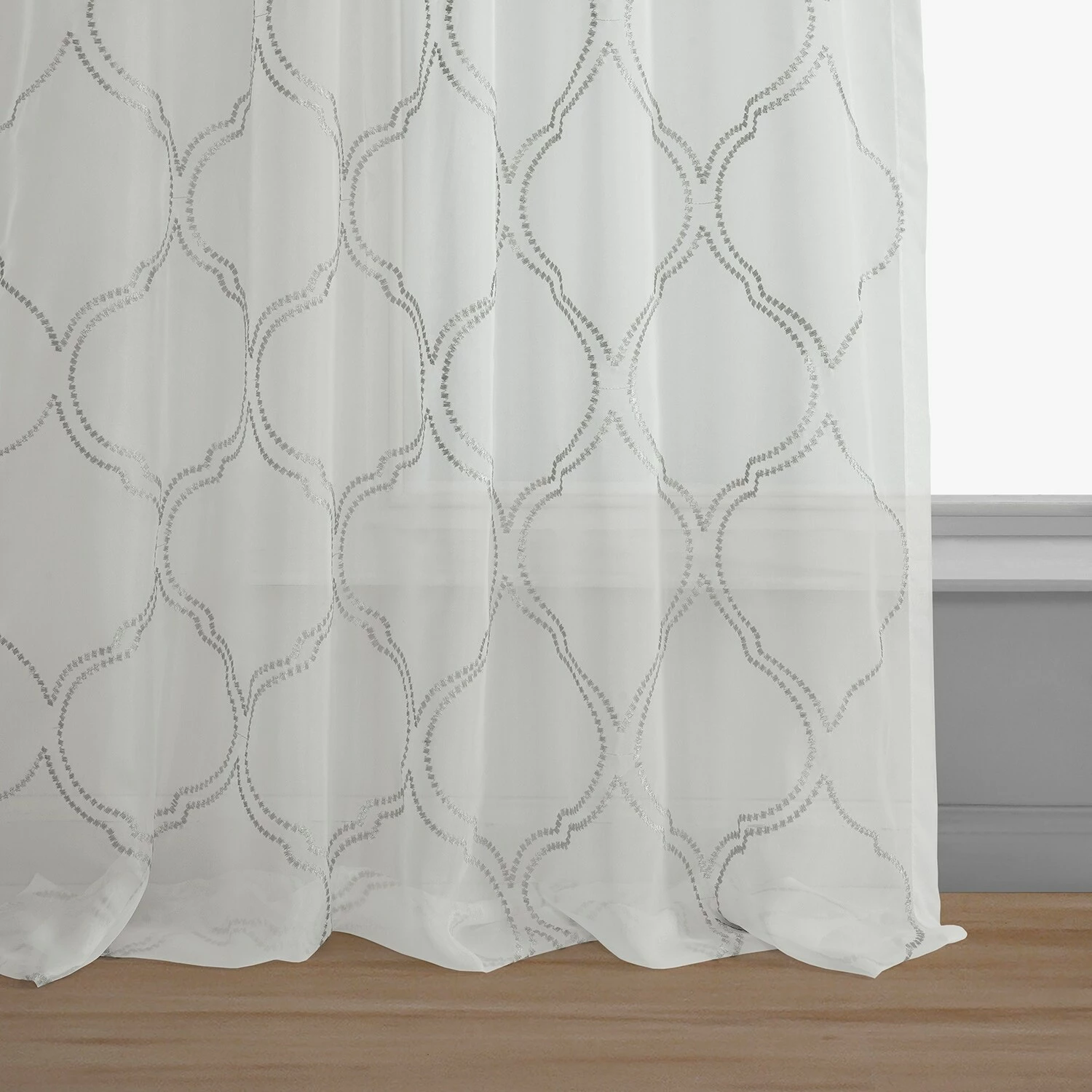 Wholesale 🛒 Exclusive Fabrics Florentina Silver Embroidered Sheer Curtain (1 Panel) 😉 7 Wholesale 🛒 Exclusive Fabrics Florentina Silver Embroidered Sheer Curtain (1 Panel) 😉 - Image 5